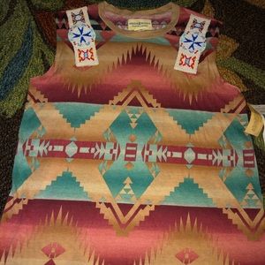 Ralph Lauren beaded native print tank sz s